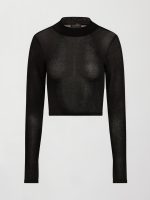 Long-sleeve Mesh Top - Black - Image 7
