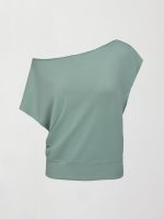 Short Sleeve Off Shoulder Sweatshirt in French Terry - Granite Green - Image 7