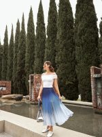 Ombre Pleated Skirt - Navy Ombre - Image 8