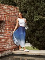 Ombre Pleated Skirt - Navy Ombre - Image 4