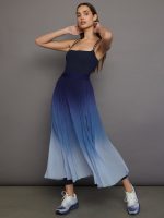 Ombre Pleated Skirt - Navy Ombre - Image 3