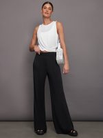 Pintuck Knit Pant in Interlock - Black - Image 3