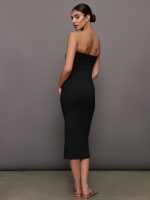 Strapless Dress in Melt - Black - Image 3