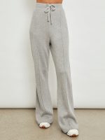 Wide Leg Pintuck Sweatpant in French Terry - Heather Grey - Image 3
