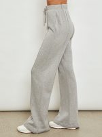 Wide Leg Pintuck Sweatpant in French Terry - Heather Grey - Image 5