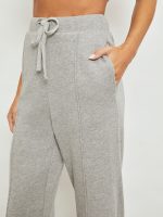 Wide Leg Pintuck Sweatpant in French Terry - Heather Grey - Image 4