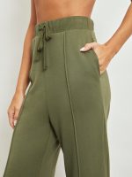 Wide Leg Pintuck Sweatpant in French Terry - Ivy Green - Image 4