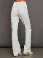 Rhinestone Fleece Flare Pant - White w/ Silver Rhinestones - Image 4