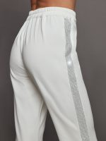 Rhinestone Fleece Flare Pant - White w/ Silver Rhinestones - Image 5
