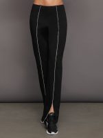 Rhinestone Front Slit Sweatpant - Black - Image 4