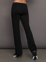 Rhinestone Front Slit Sweatpant - Black - Image 5