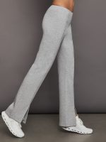 Rhinestone Front Slit Sweatpant - Heather Grey - Image 6