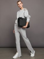 Rhinestone Front Slit Sweatpant - Heather Grey - Image 7