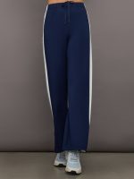 Wide Leg Track Pant in Scuba - Navy - Image 5