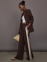 Wide Leg Track Pant in Scuba - Chocolate Torte - Image 3