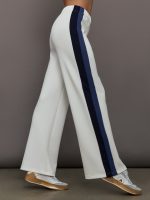 Wide Leg Track Pant in Scuba - Ivory - Image 3
