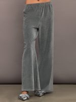 Wide Leg Pant in Velour - Charcoal Grey - Image 5