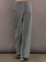 Wide Leg Pant in Velour - Charcoal Grey - Image 6