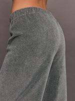 Wide Leg Pant in Velour - Charcoal Grey - Image 8