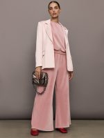 Wide Leg Pant in Velour - Blush - Image 3