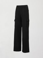 Stretch Woven Wide Leg Cargo Pant - Black - Image 8