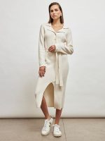Collared Belted Dress - Ivory - Image 5