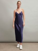 SATIN SLIP DRESS - NAVY - Image 3