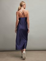 SATIN SLIP DRESS - NAVY - Image 5