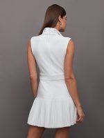 Pleated Tennis Dress in Scuba - White - Image 6