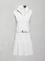 Pleated Tennis Dress in Scuba - White - Image 9