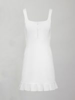 Pleated Hem Tennis Dress in Scuba - White - Image 11