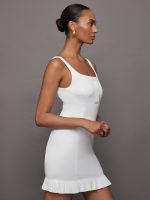 Pleated Hem Tennis Dress in Scuba - White - Image 5