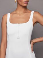 Pleated Hem Tennis Dress in Scuba - White - Image 8
