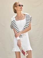 Pleated Hem Tennis Dress in Scuba - White - Image 3