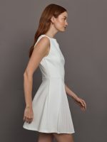 Split Pleat Tennis Dress in Scuba - White - Image 4