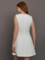 Split Pleat Tennis Dress in Scuba - White - Image 5