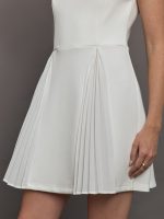 Split Pleat Tennis Dress in Scuba - White - Image 6