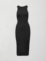 High Neck Tank Dress in Ribbed Melt - Black - Image 9