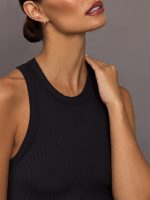 High Neck Tank Dress in Ribbed Melt - Black - Image 5