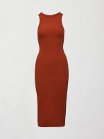 High Neck Tank Dress in Ribbed Melt - Terracotta - Image 9