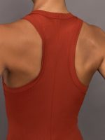 High Neck Tank Dress in Ribbed Melt - Terracotta - Image 6