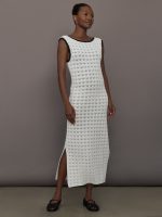 Open Back Knit Crochet Dress - Ivory - Image 4