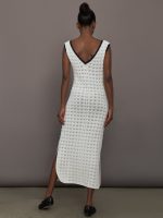 Open Back Knit Crochet Dress - Ivory - Image 3
