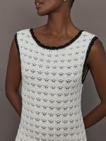 Open Back Knit Crochet Dress - Ivory - Image 6