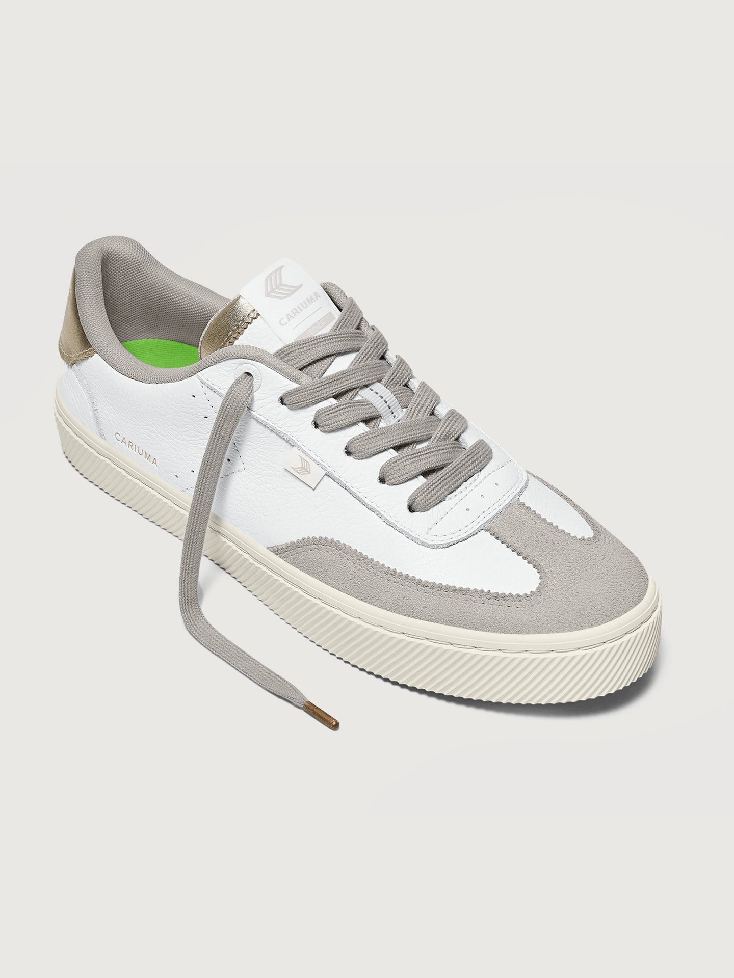 Toca Premium Leather & Suede - White/Off-White Vintage & Metallic Gold - Image 3