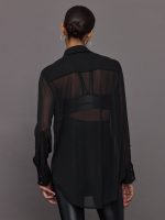 Collared High Low Tunic - Black - Image 5