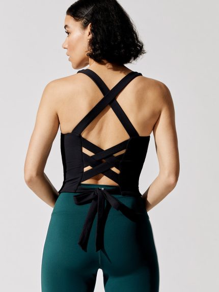 Lacie Lace Up Midi Tank - True Black
