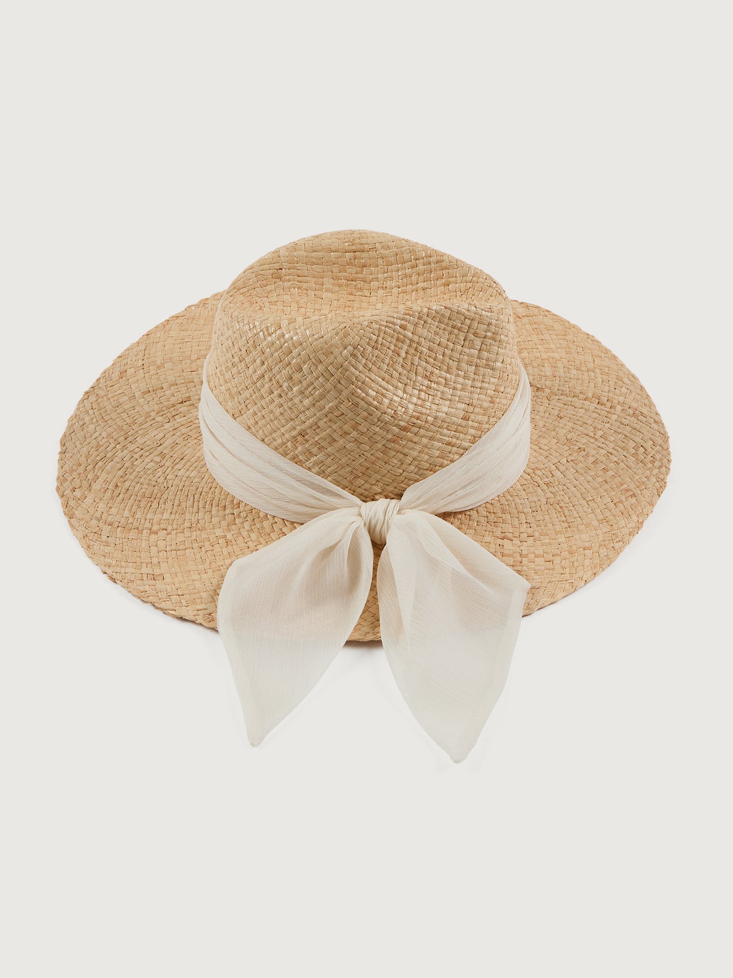 EUGE-21006-06325-NUDENUDLT-Emmanuelle-color-Natural2-Edit Wide-brim Emmanuelle in natural raffia hat with a light chiffon band.
