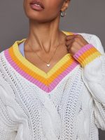 Cable Knit Sweater - White - Image 4