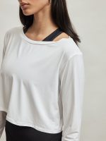 Long Sleeve Boat Neck Top - White - Image 3